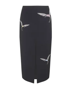 RHINESTONE HUMMINGBIRD MIDI SKIRT