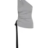 RUCHED SIDE AND SATIN BOW TOP IN GREY