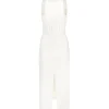 RUCHED TOP AND SCARF DETAIL MIDI DRESS