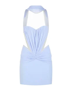 RUCHED TOP AND SCARF DETAIL MINI DRESS