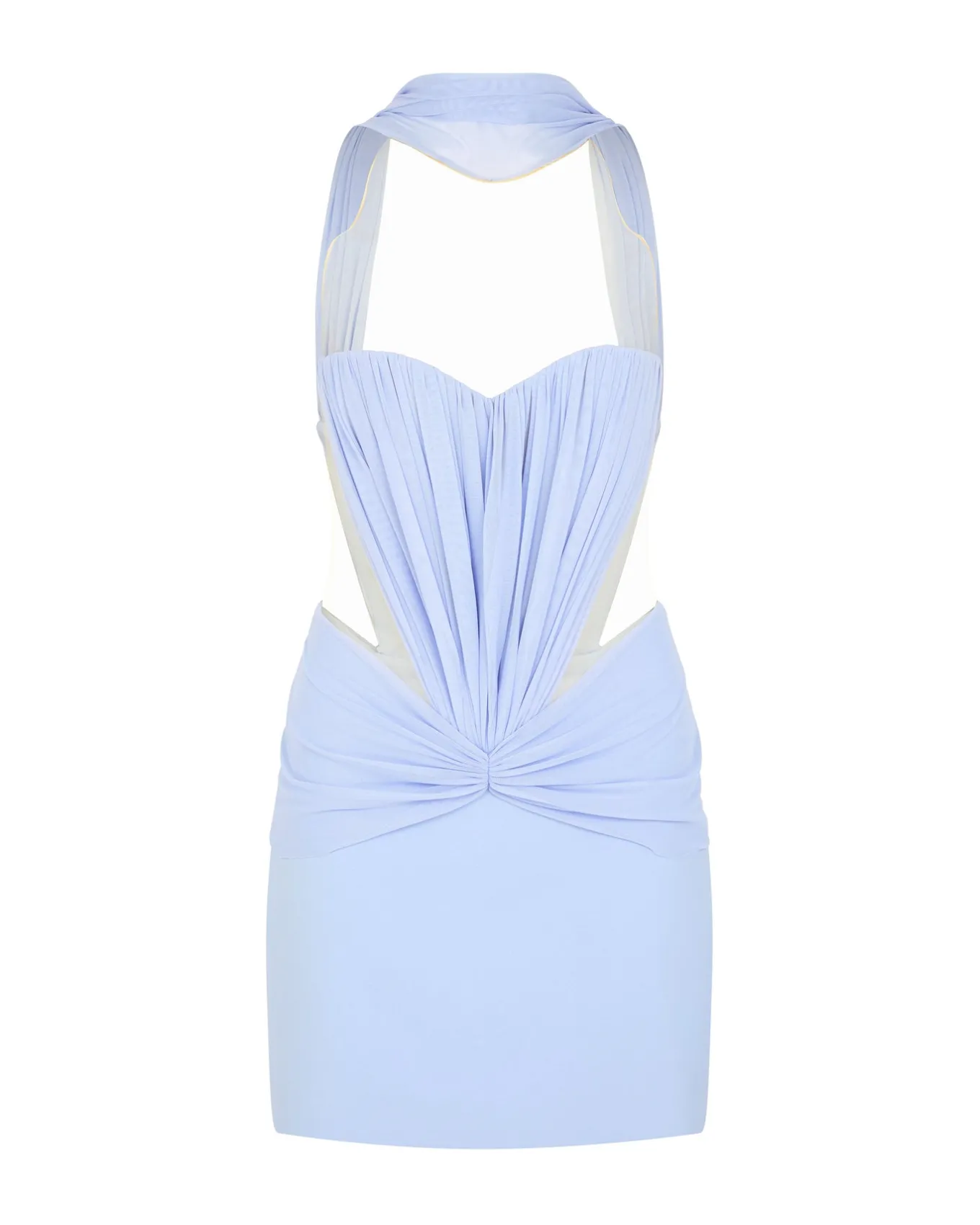 RUCHED TOP AND SCARF DETAIL MINI DRESS