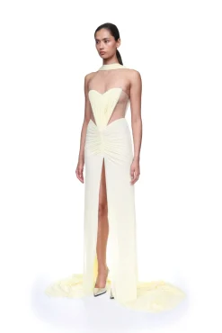 RUCHED TOP AND SCARF DETAIL GOWN