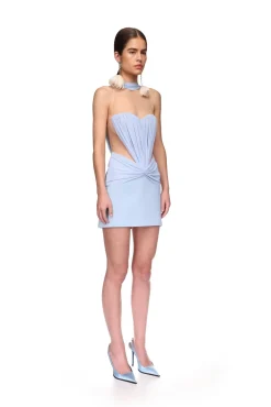 RUCHED TOP AND SCARF DETAIL MINI DRESS