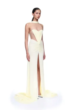RUCHED TOP AND SCARF DETAIL GOWN