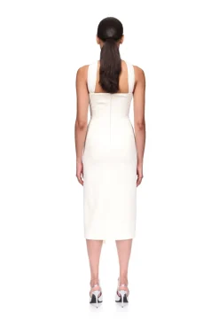RUCHED TOP AND SCARF DETAIL MIDI DRESS