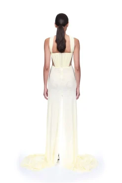 RUCHED TOP AND SCARF DETAIL GOWN