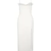 RUFFLE&FEATHER BALCONETTE BRA OPEN LEG MIDI DRESS