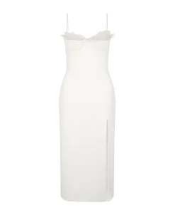 RUFFLE&FEATHER BALCONETTE BRA OPEN LEG MIDI DRESS