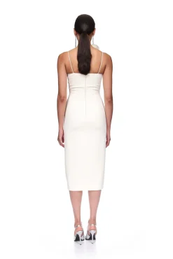 RUFFLE&FEATHER BALCONETTE BRA OPEN LEG MIDI DRESS