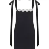 SATIN BOW AND CRYSTAL CHAIN MINI DRESS