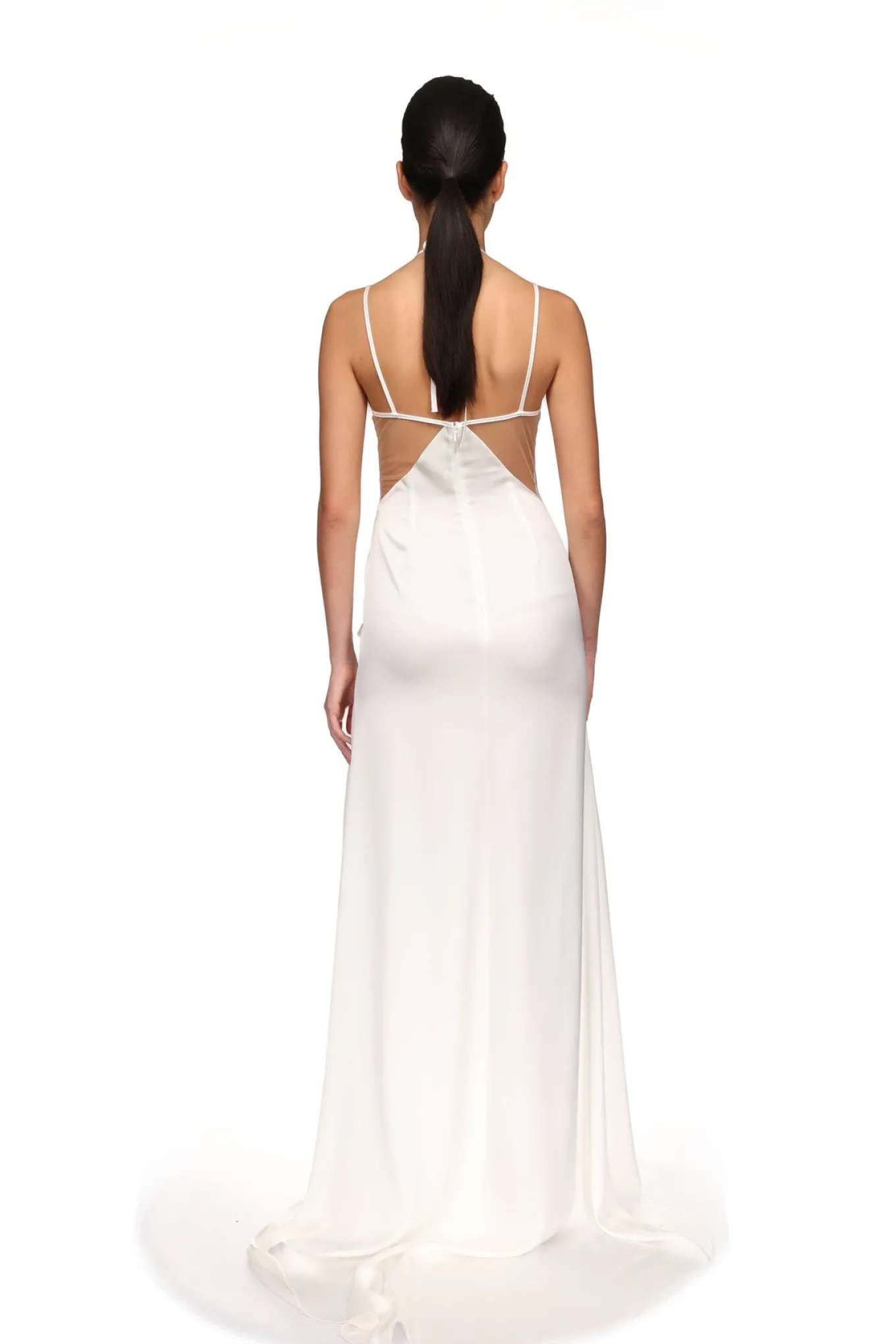 SATIN BOW AND CUTOUT GOWN