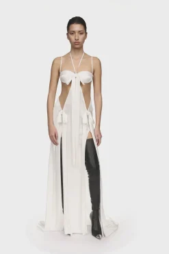 SATIN BOW AND CUTOUT GOWN