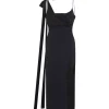 SATIN BOW AND OPEN LEG MIDI DRESS