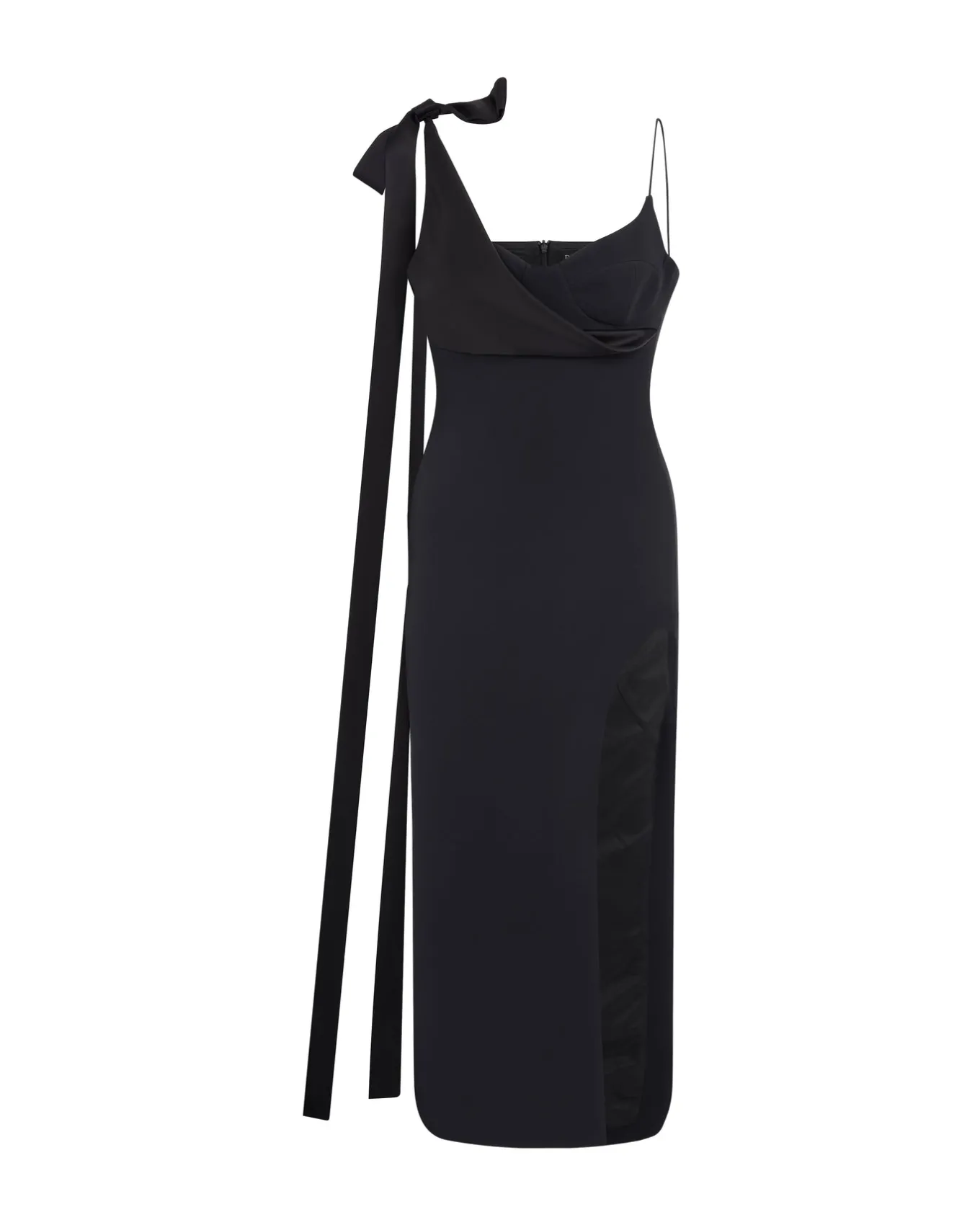 SATIN BOW AND OPEN LEG MIDI DRESS