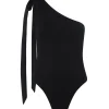 SATIN BOW BODYSUIT IN BLACK