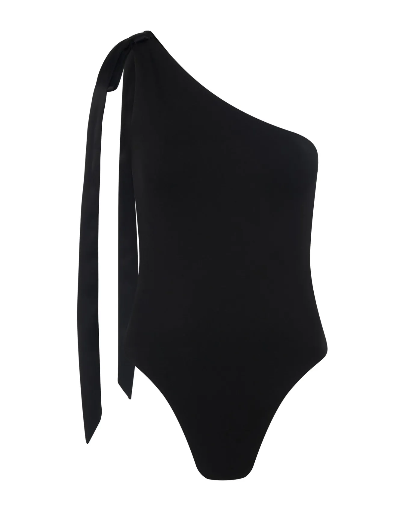 SATIN BOW BODYSUIT IN BLACK
