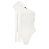 SATIN BOW BODYSUIT IN WHITE