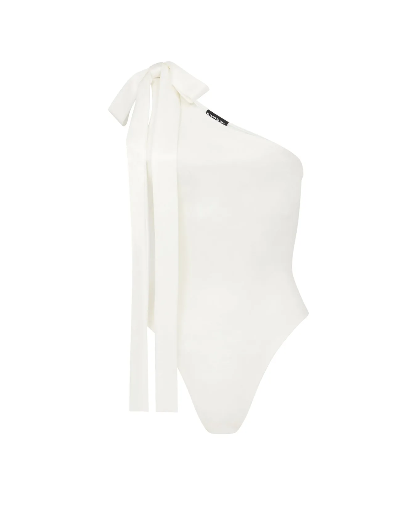 SATIN BOW BODYSUIT IN WHITE