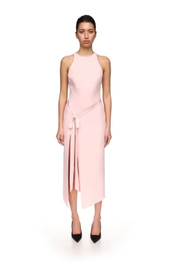 SATIN BOW MIDI DRESS