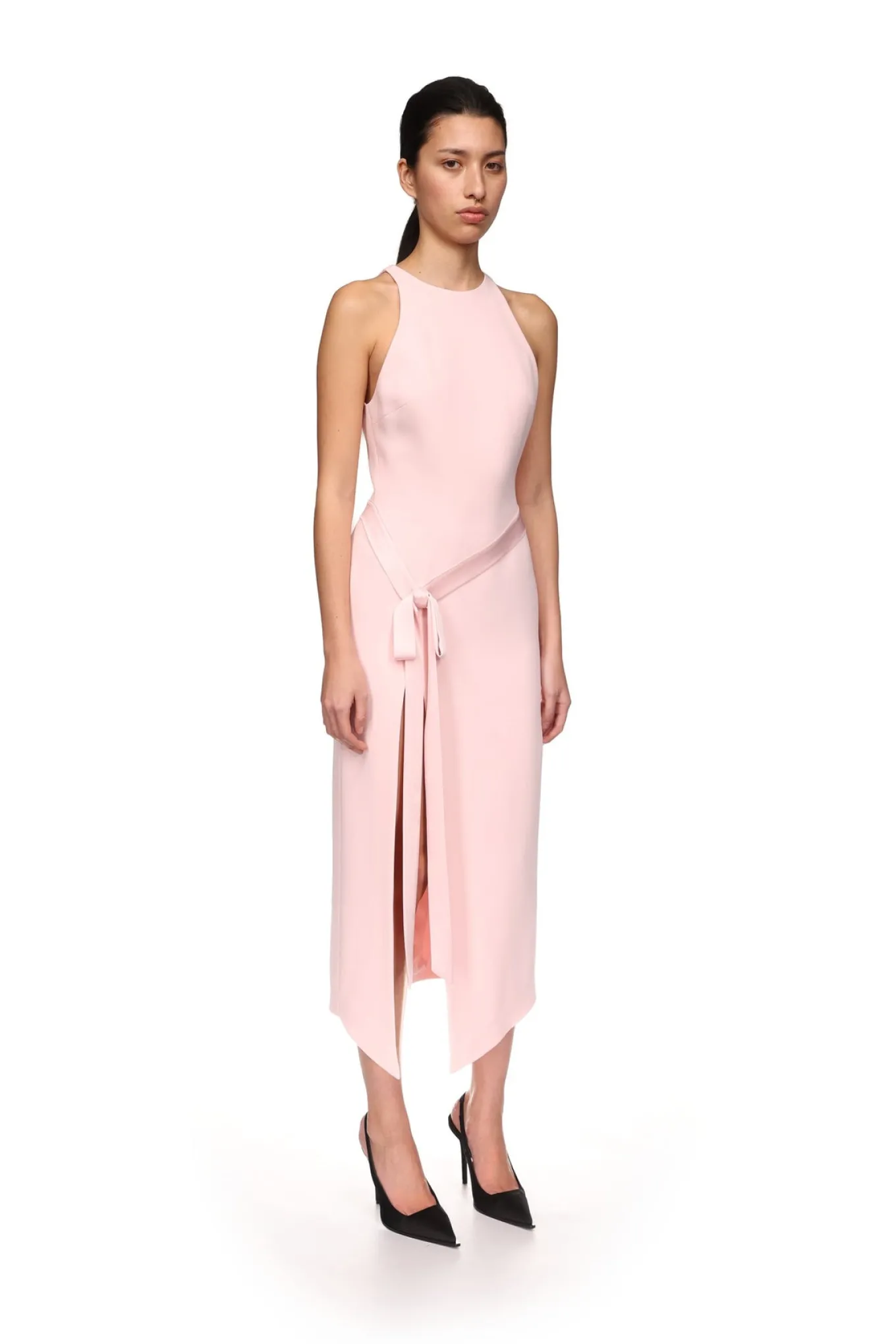 SATIN BOW MIDI DRESS