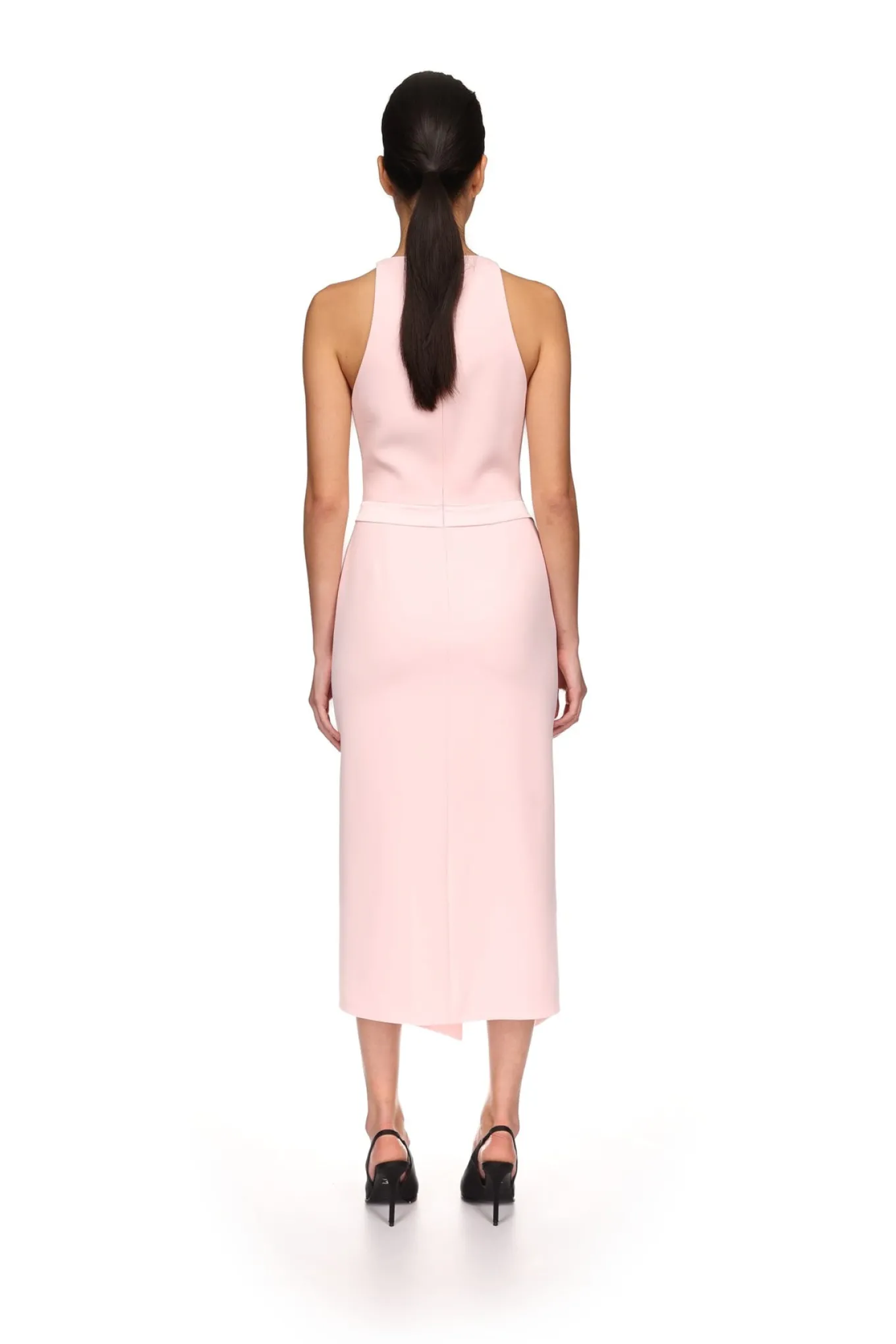 SATIN BOW MIDI DRESS
