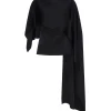 SATIN OVERLAY CAPE BLOUSE