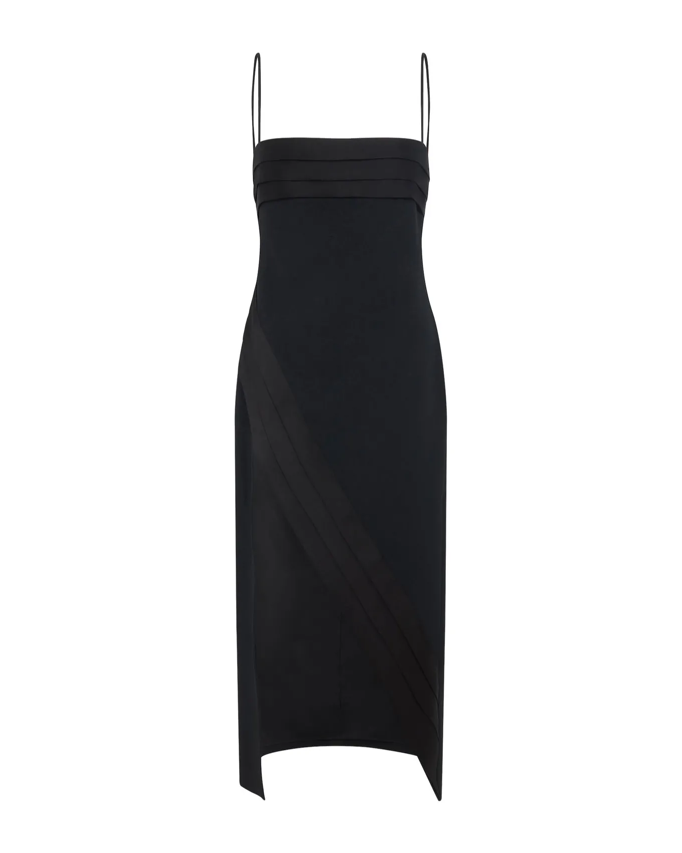 SATIN PLEATING DETAIL MIDI DRESS