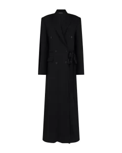 SATIN TAPE DETAIL OVERSIZED WOOL COAT