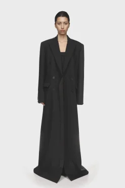 SATIN TAPE DETAIL OVERSIZED WOOL COAT