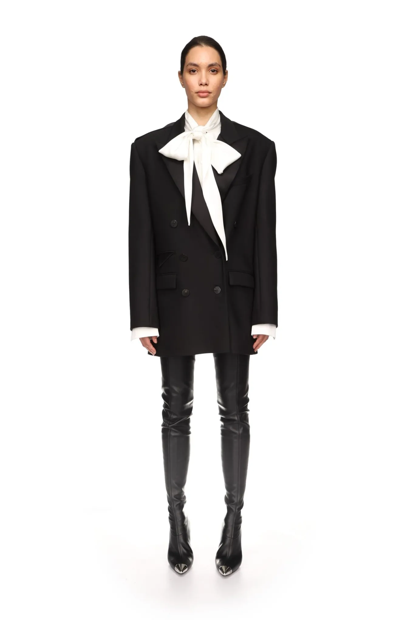 SATIN TAPE DETAIL TAILORED JACKET