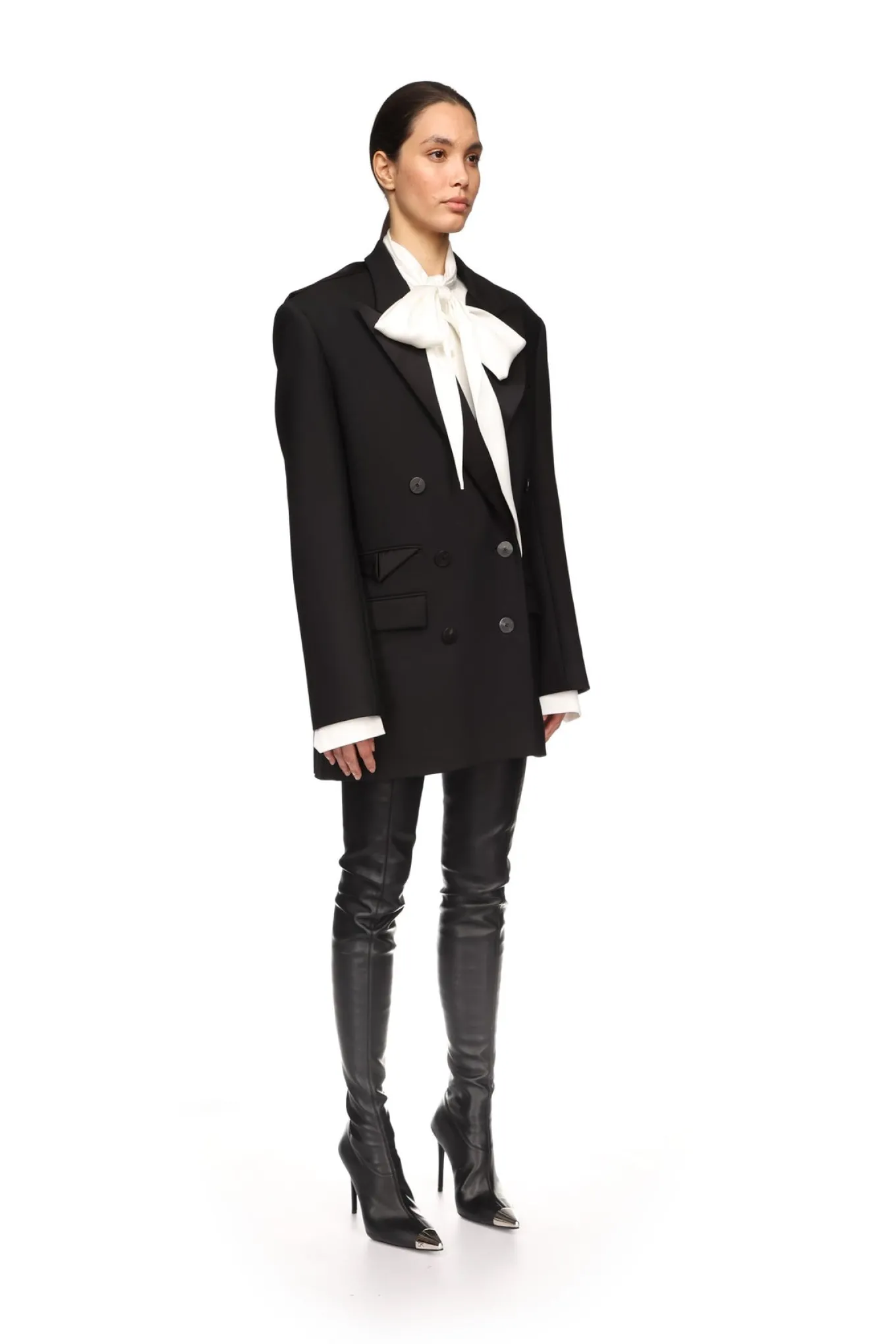 SATIN TAPE DETAIL TAILORED JACKET