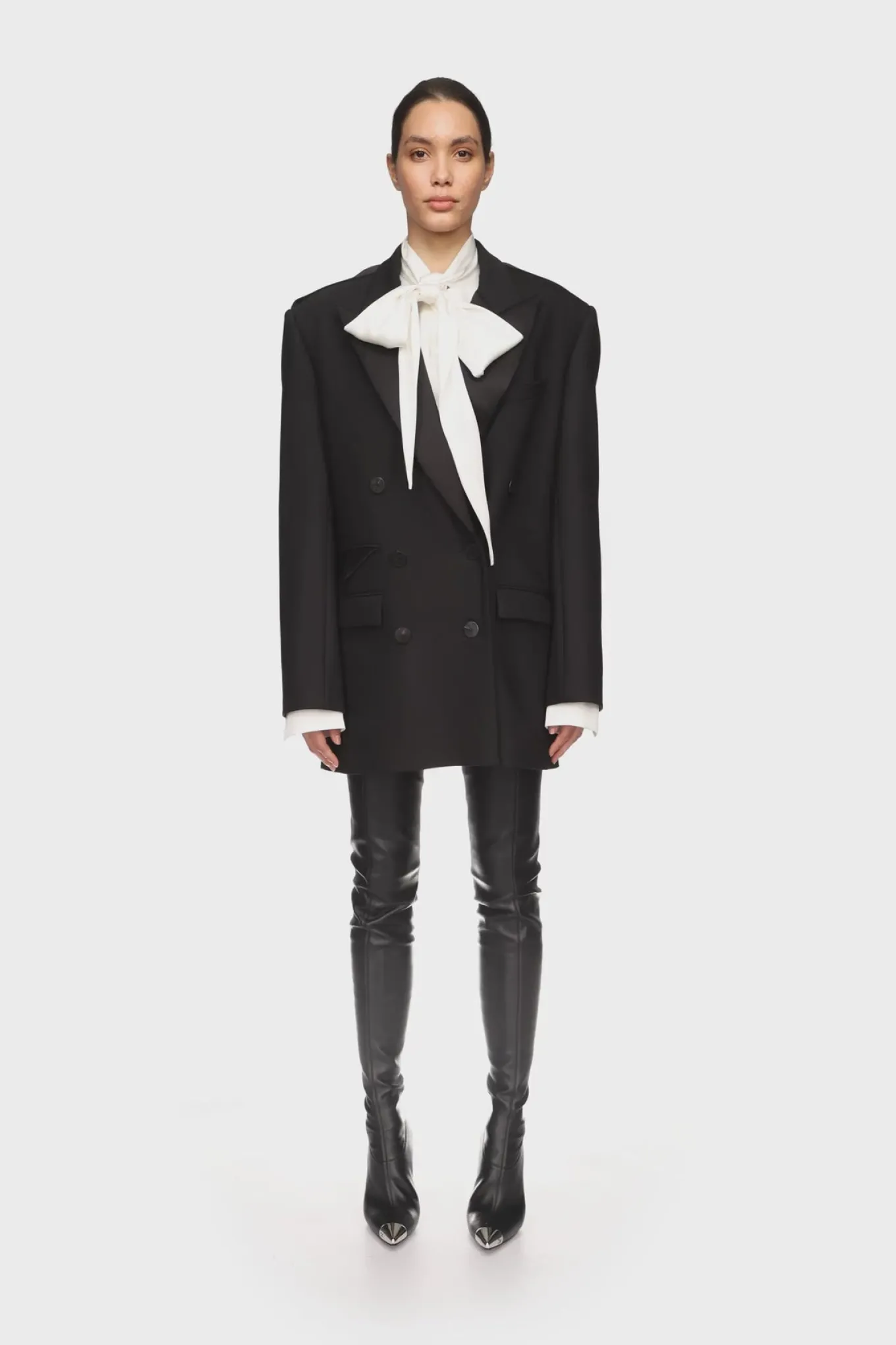 SATIN TAPE DETAIL TAILORED JACKET