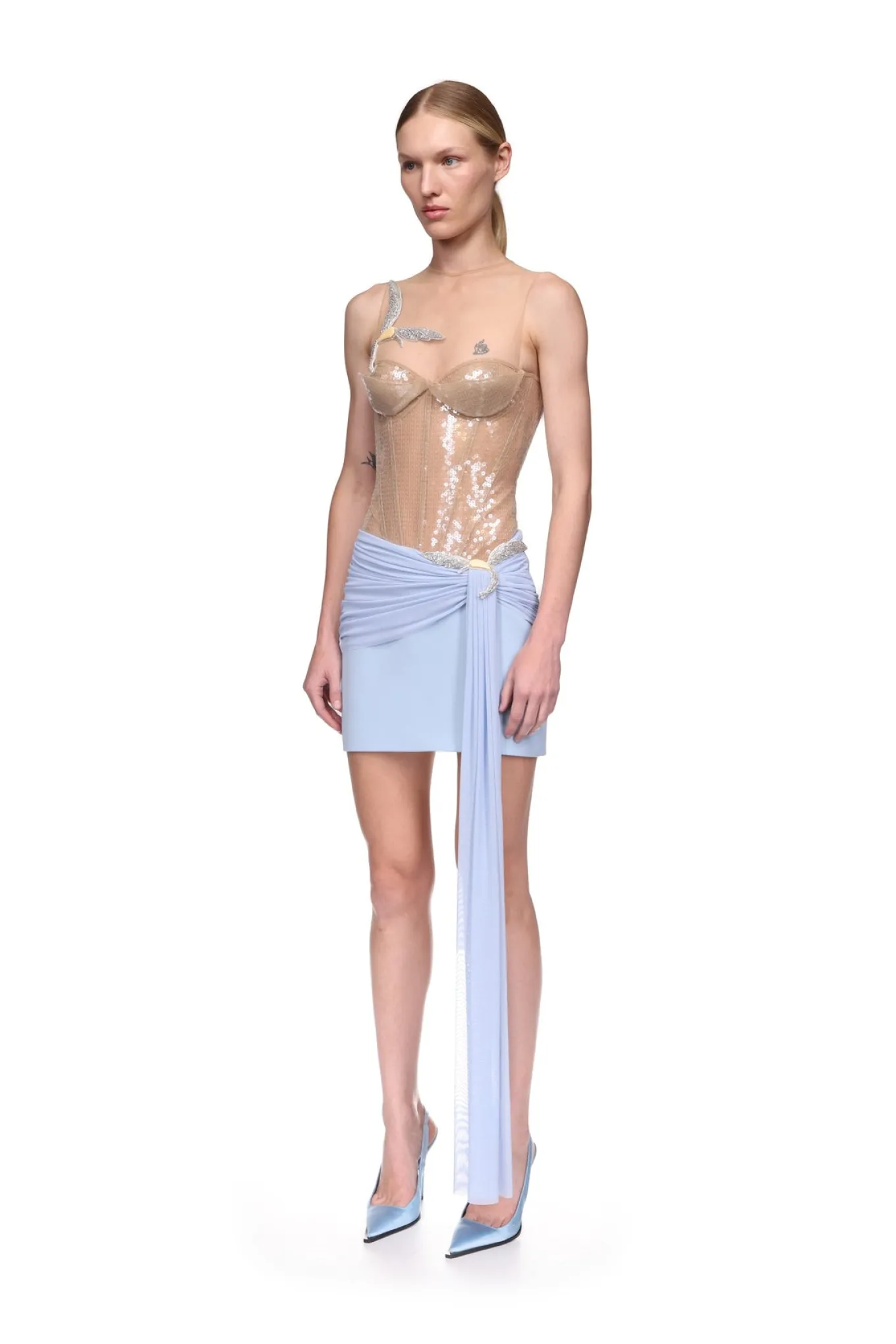 SEQUIN CORSET TOP WITH A CRYSTAL HUMMINGBIRD