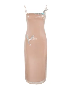SEQUIN MIDI DRESS WITH CRYSTAL HUMMINGBIRDS