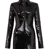SEQUIN POLO MINI DRESS IN BLACK