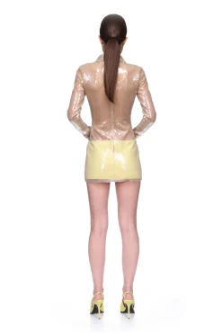 SEQUIN POLO MINI DRESS IN BEIGE