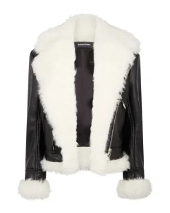 SHEARLING COLLAR BIKER JACKET