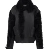 SHEARLING PANEL DETAIL LEATHER JACKET