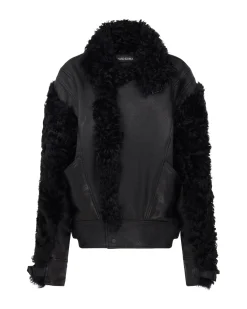 SHEARLING PANEL DETAIL LEATHER JACKET