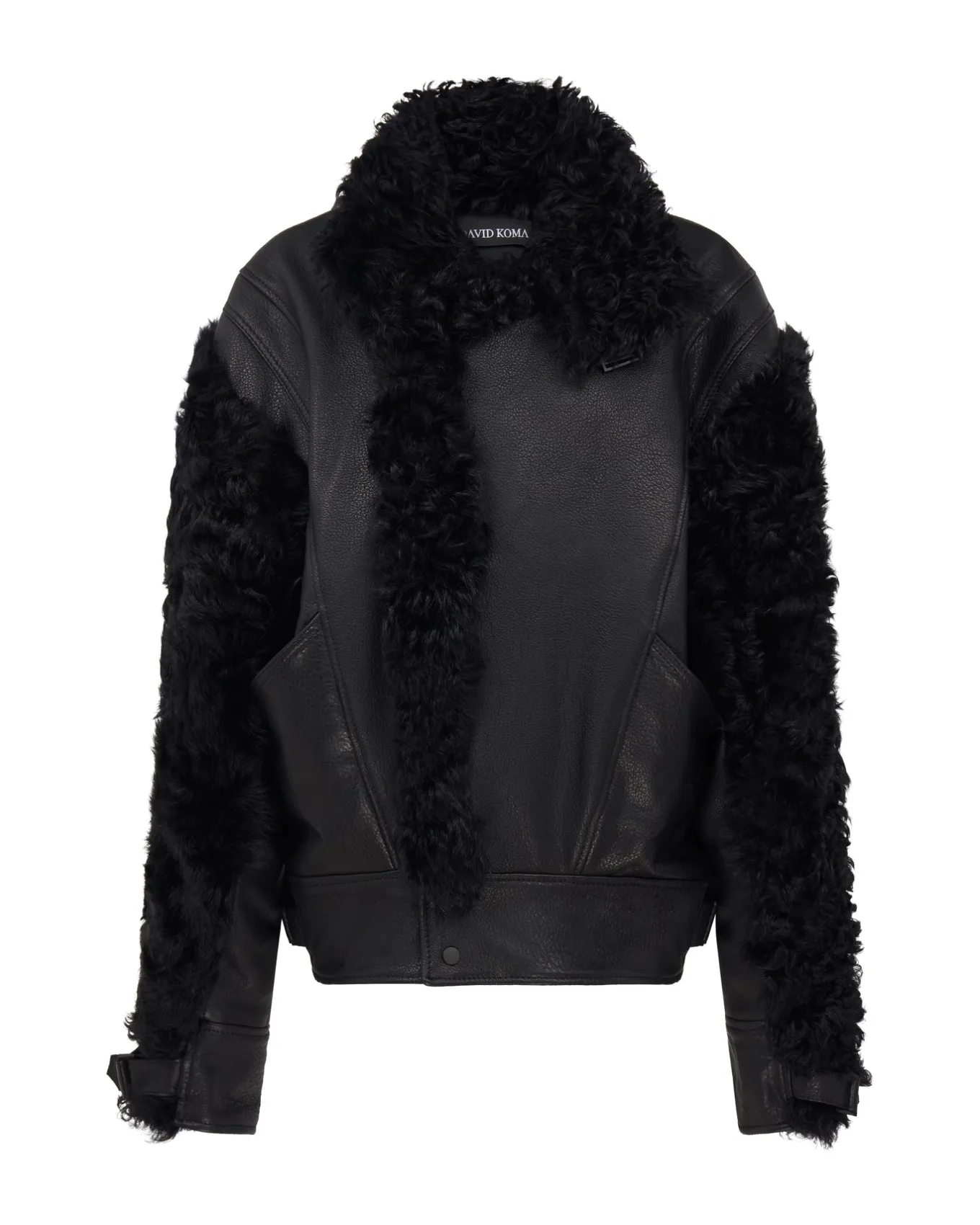 SHEARLING PANEL DETAIL LEATHER JACKET