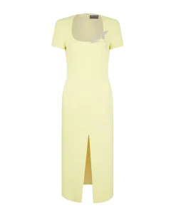 SHORT SLEEVE CRYSTAL HUMMINGBIRD MIDI DRESS