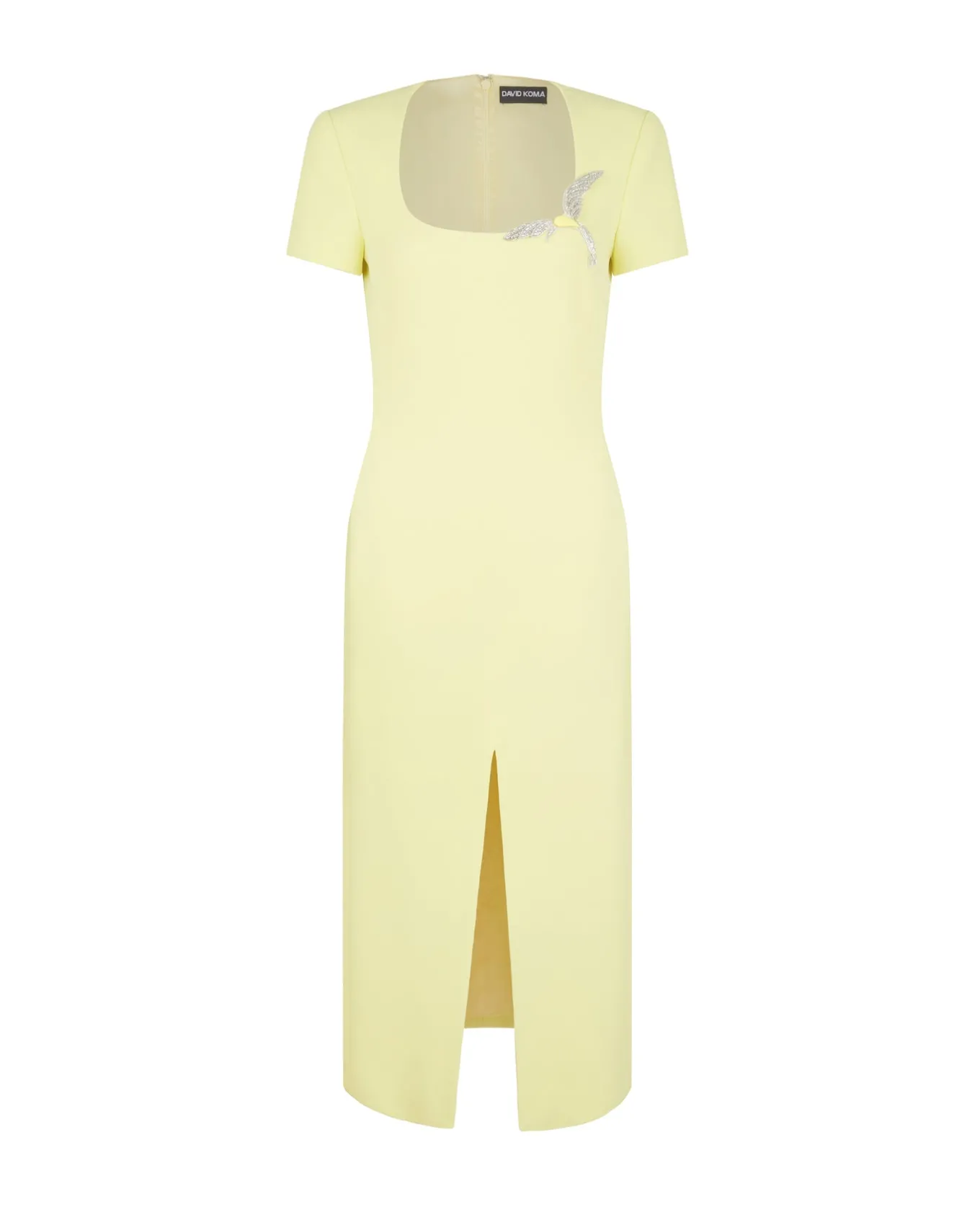 SHORT SLEEVE CRYSTAL HUMMINGBIRD MIDI DRESS
