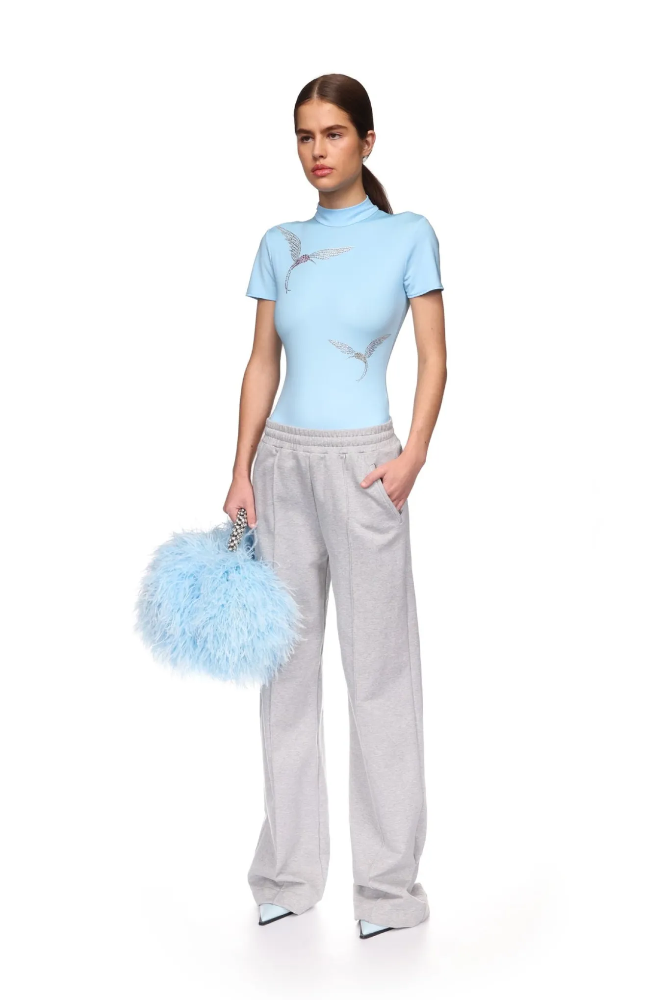 SHORT SLEEVE HUMMINGBIRD RHINESTONE BODYSUIT