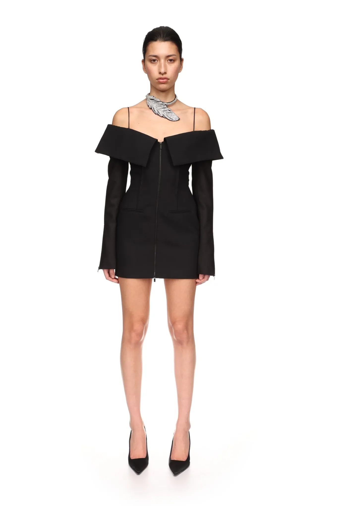 SHOULDER OVERLAY TAILORED MINI DRESS