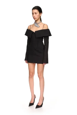 SHOULDER OVERLAY TAILORED MINI DRESS