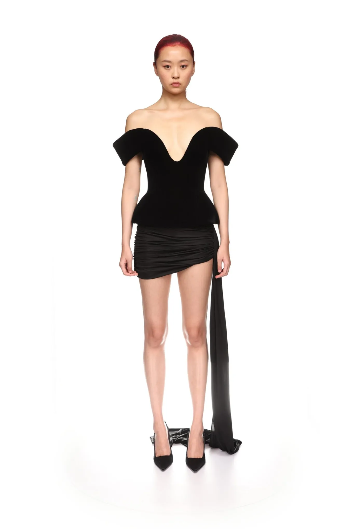 SIDE RUCHING JERSEY MINI SKIRT