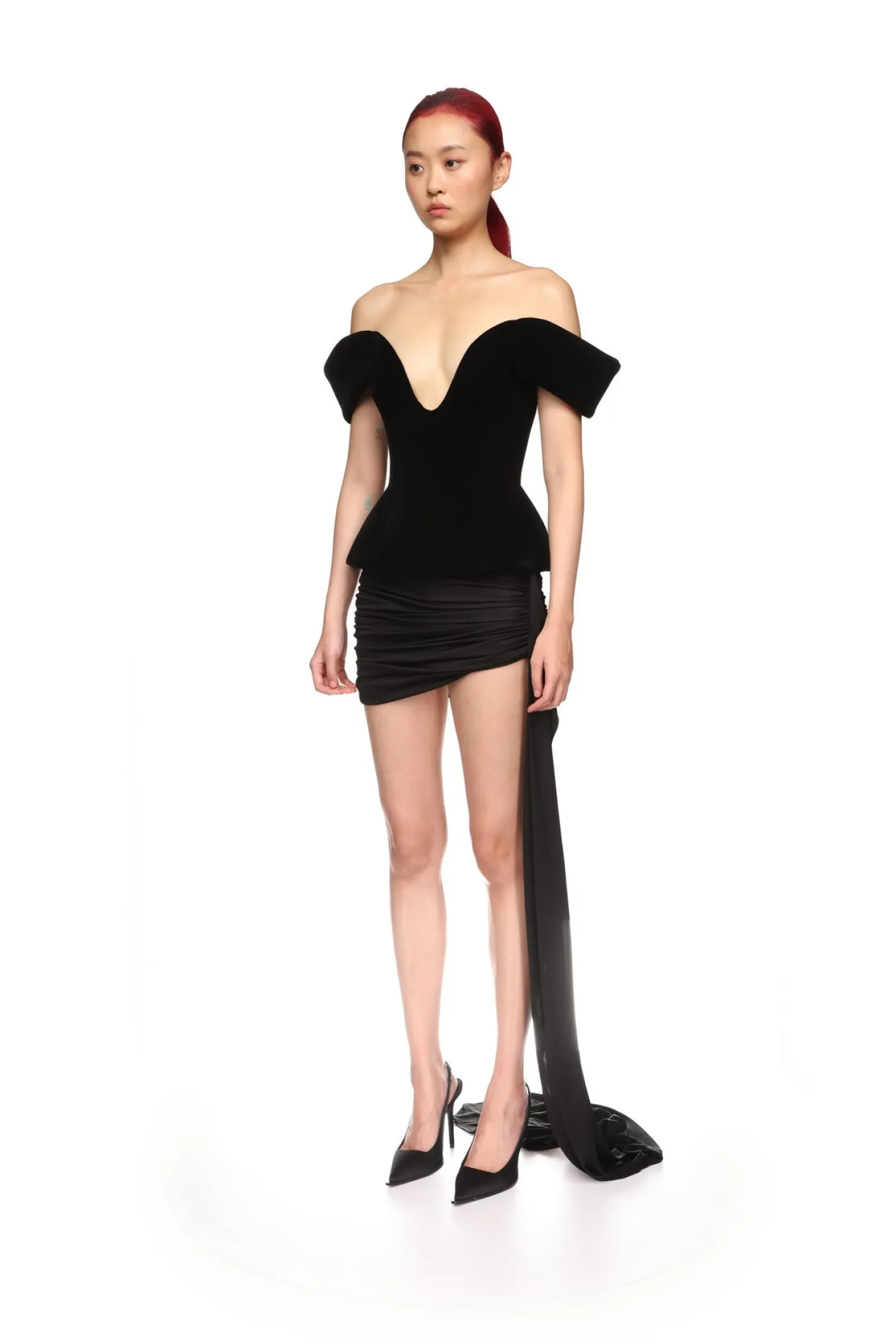 SIDE RUCHING JERSEY MINI SKIRT