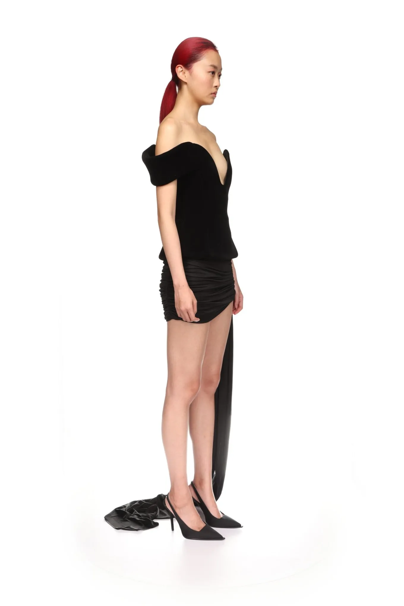 SIDE RUCHING JERSEY MINI SKIRT