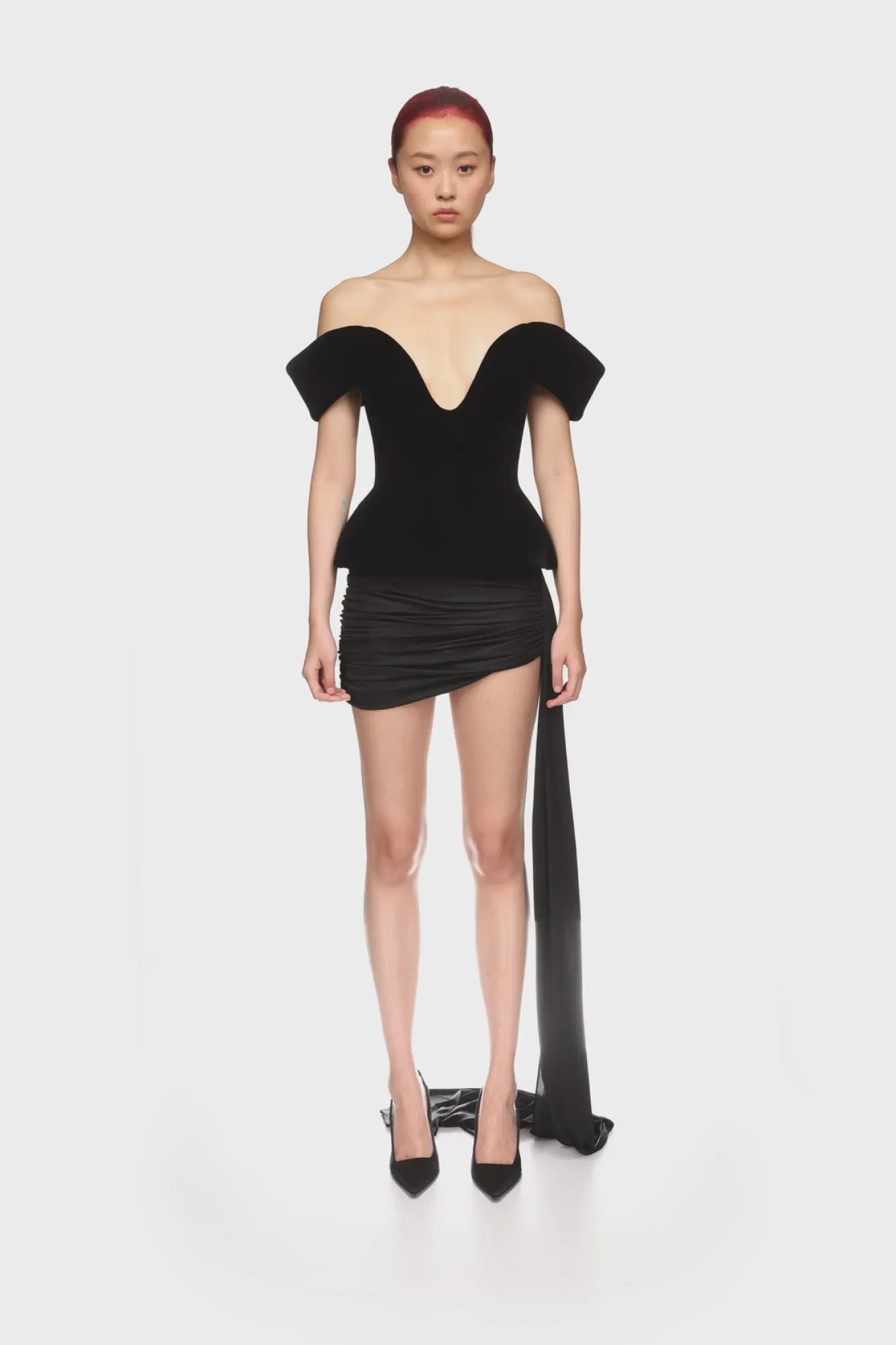 SIDE RUCHING JERSEY MINI SKIRT
