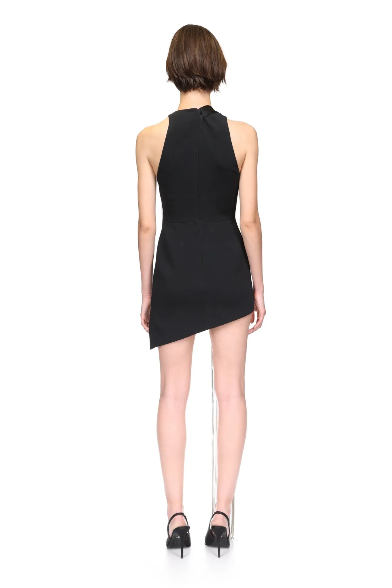 SILVER CHAIN FRINGE ASYMMETRIC MINI DRESS